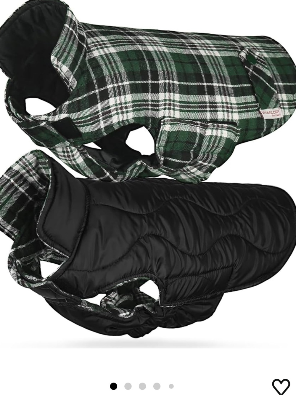 Reversible Plaid Dog Jacket - Green & Black